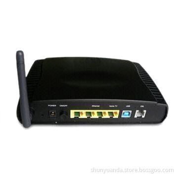 Wireless Modem Router with Four LAN Ports, ADSL2 Modem and 12V AC at 1,200mAh Output Voltage